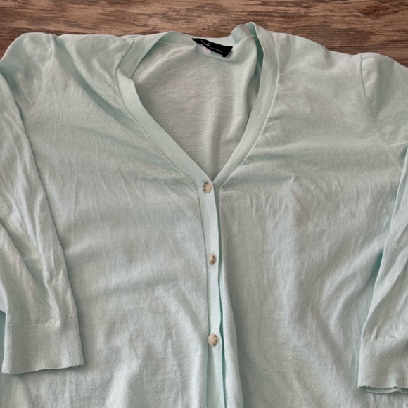 Soft by NAADAM Cotton Cashmere Button Duster Cardigan Size 2X Mint Green - Picture 5 of 6